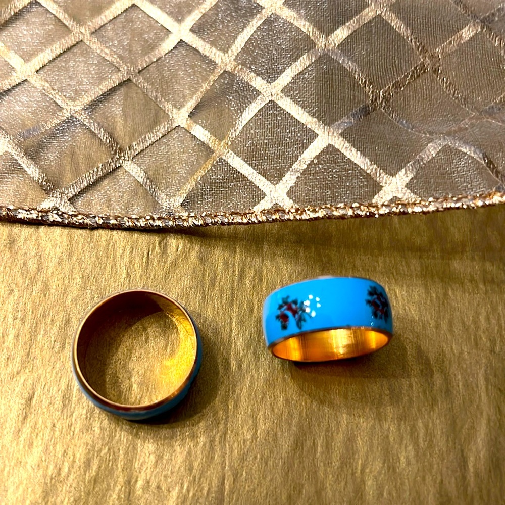 NEW: 1 Blue enameled and gold ring. - Picture 2 of 2